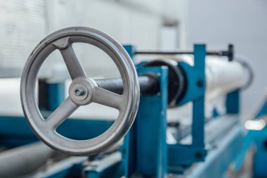 Industrial valve of machine tool. Close up view