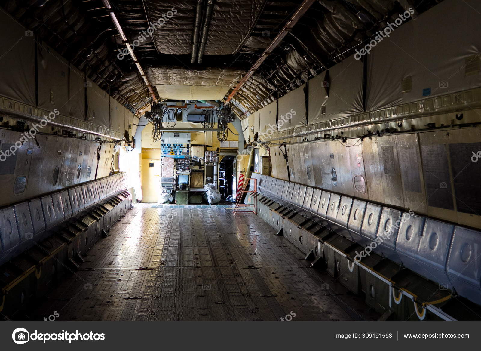 Inside The Cargo Bay Of The Aircraft Il 76 Stock Photo