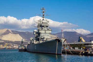 Novorossiysk, Rusya - 6 Mart 2016: Gemi-müze kruvazörü M