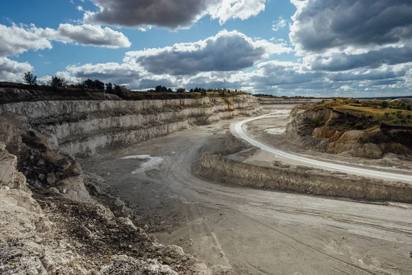 Development of chalk pit. Aerial view of quarry — 스톡 사진