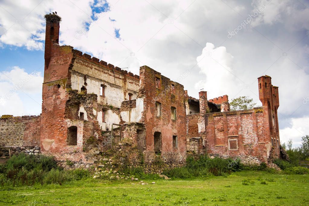 Ruins of Prussian castle Shaaken in Nekrasovo, Kaliningrad regio
