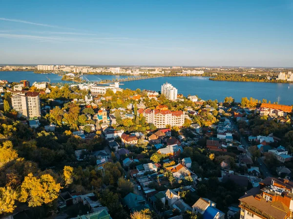 Sunny autunno Voronezh centro, drone vista aerea — Foto Stock