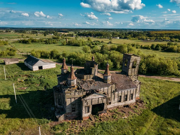 Antigua Iglesia Rusa Ruinas Madera Abandonada Kamenka Región Kursk Vista — Foto de Stock