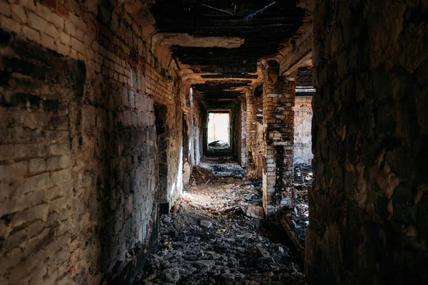 Gebranntes Altes Bauernhaus Inneren Folgen Von Bränden — Stockfoto