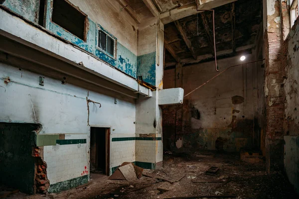 Oude Lege Ruïne Verlaten Industrieel Gebouw Interieur — Stockfoto