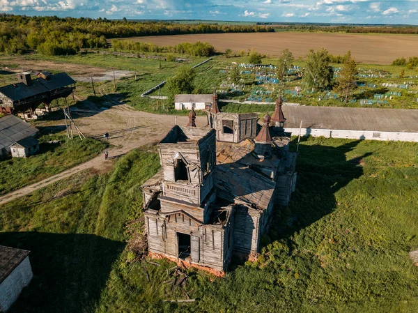 Antigua Iglesia Rusa Ruinas Madera Abandonada Kamenka Región Kursk Vista — Foto de Stock