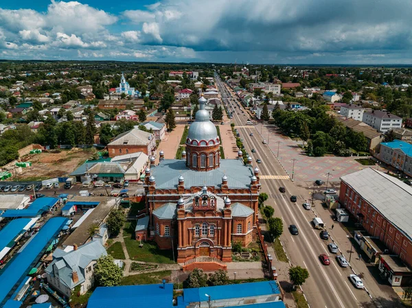 Cidade Oboyan Região Kursk Vista Aérea Catedral Trindade — Fotografia de Stock