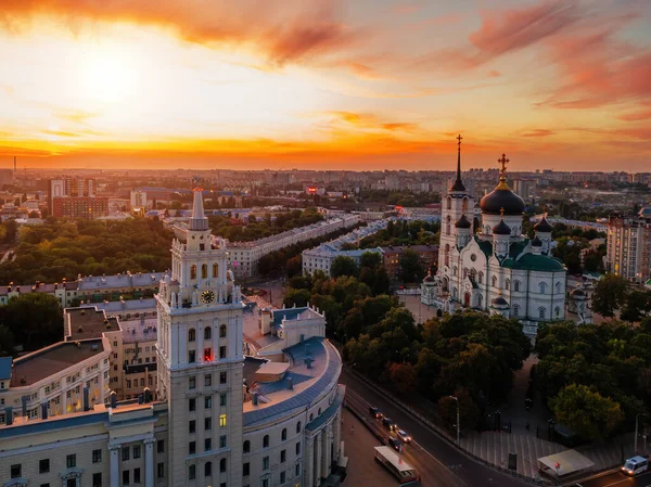 Noche Verano Voronezh Paisaje Urbano Anunciación Catedral Torre Gestión Del —  Fotos de Stock