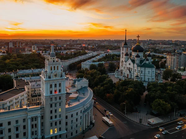 Noche Verano Voronezh Paisaje Urbano Anunciación Catedral Torre Gestión Del —  Fotos de Stock