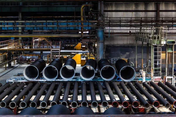 Novos Tubos Ferro Fundido Para Construção Dutos Armazém — Fotografia de Stock