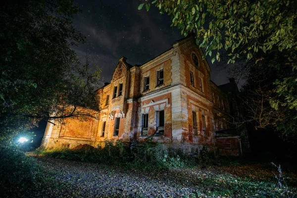 Dark Creepy Old Abandoned Haunted Mansion Night Former Karl Von — Stock Photo, Image