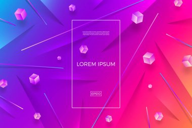 Soyut vektör küpleri ve çizgiler ile çok renkli arka plan. Vektör çizim. Çok amaçlı tasarım kapak, poster, afiş veya web sayfası arka planı kullanılabilir.