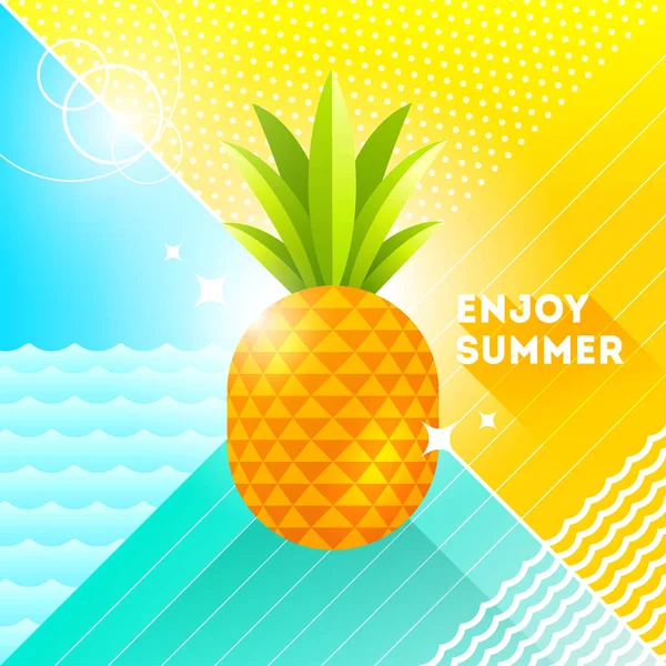 Sommer Genießen Vektorillustration Ananas Auf Abstraktem Hintergrund Illustration Retro Stil — Stockvektor