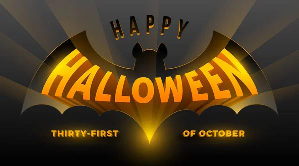 Halloween Vektorillustration Fledermaus Silhouette Mit Dreidimensionalem Halloween Gruß — Stockvektor
