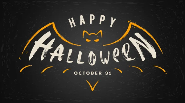 Illustrazione Disegnata Mano Vettore Halloween Outline Pipistrello Con Saluto Fatto — Vettoriale Stock