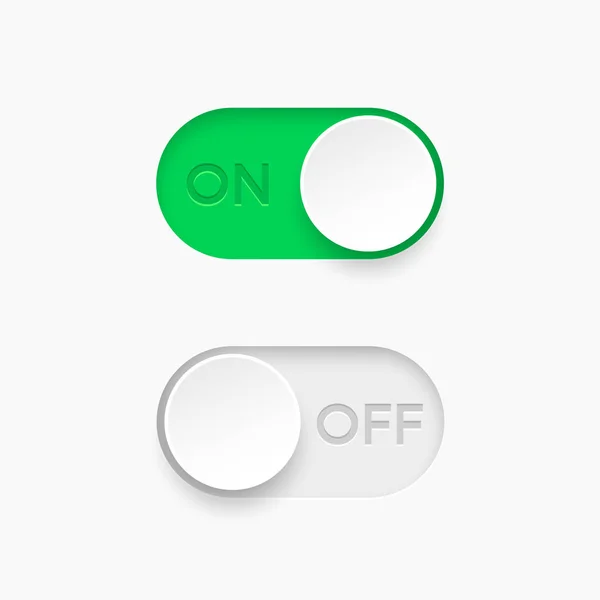 打开和关闭切换开关按钮 物料设计开关按钮设置 矢量插图 — 图库矢量图片