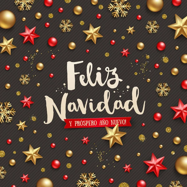 Feliz Navidad Saudações Natal Espanhol Cumprimentos Férias Decoração Natal Fundo — Vetor de Stock