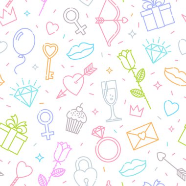 Dünya Kadınlar günü ya da Sevgililer günü seamless modeli, vektör çizim.