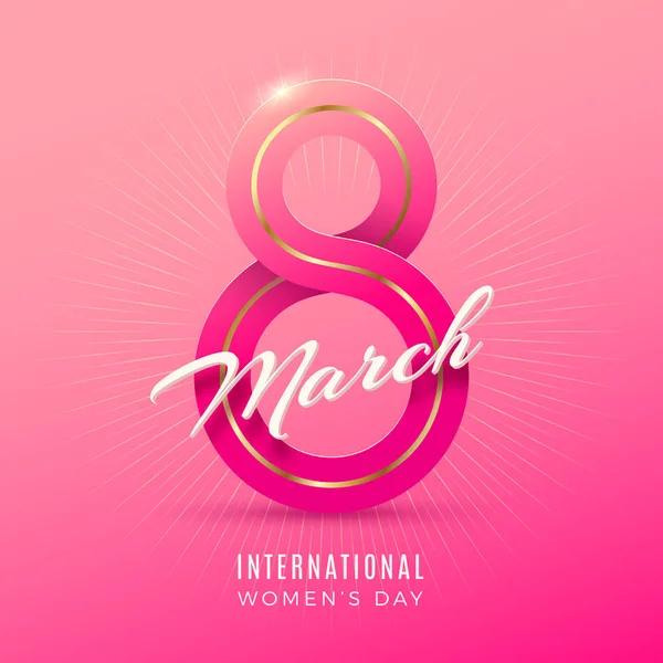 Marzo Tarjeta Felicitación Del Día Internacional Mujer Con Cinta Forma — Vector de stock