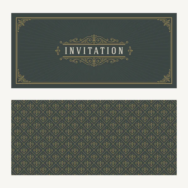Flourishes and ornamental vector vintage design for invitation or greeting card. Vector illustration. — Stock Vector