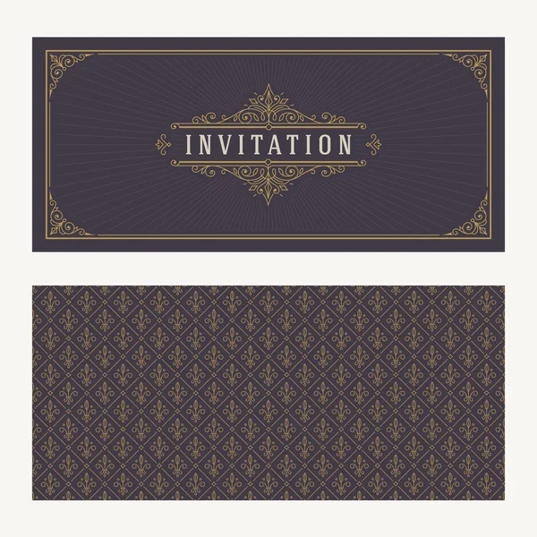 Flourishes and ornamental vector vintage design for invitation or greeting card. Vector illustration. — Stock Vector