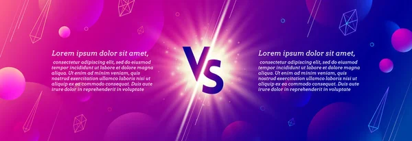 Shining versus logo on abstract background. VS template design for games, battle, match, sports or fight competition, Game concept of rivalry. VS. Vector illustration. — Stock Vector