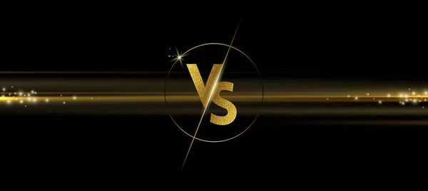 Golden shining versus logo on black background. VS logo for games, battle, match, sports or fight competition, Game concept of rivalry. VS. Vector illustration. — Stock Vector