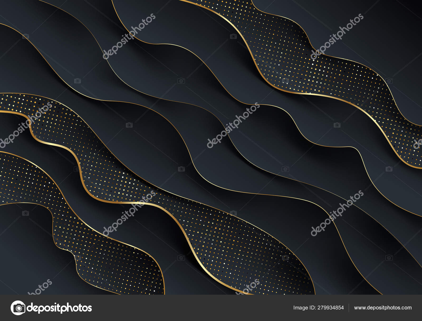 abstract vector black and gold background fluid wavy black flyer background