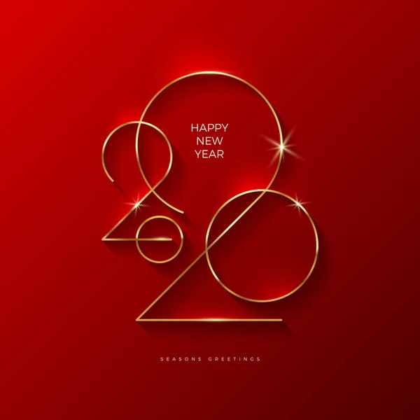 Logo zlaté 2020 nového roku. Blahopřání k dovolené. Vektorová ilustrace. Návrh svátků pro přání, pozvánku, Kalendář atd.. — Stockový vektor