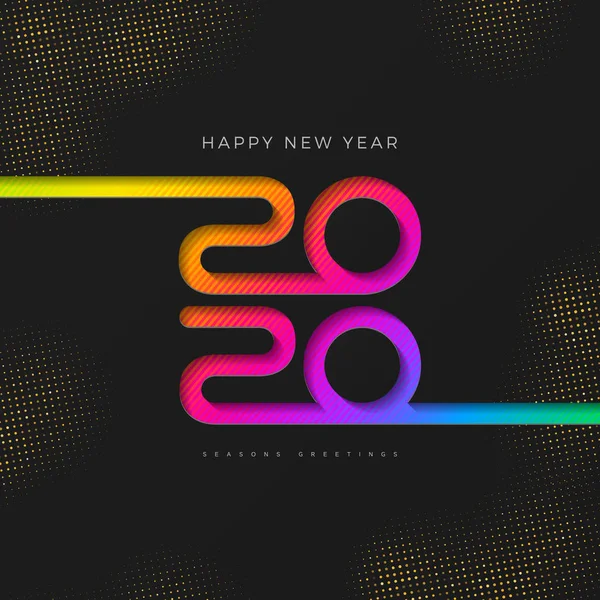 2020 new year logo. Greeting design with multicolored number of year. Design for greeting card, invitation, calendar, etc. — Stock Vector