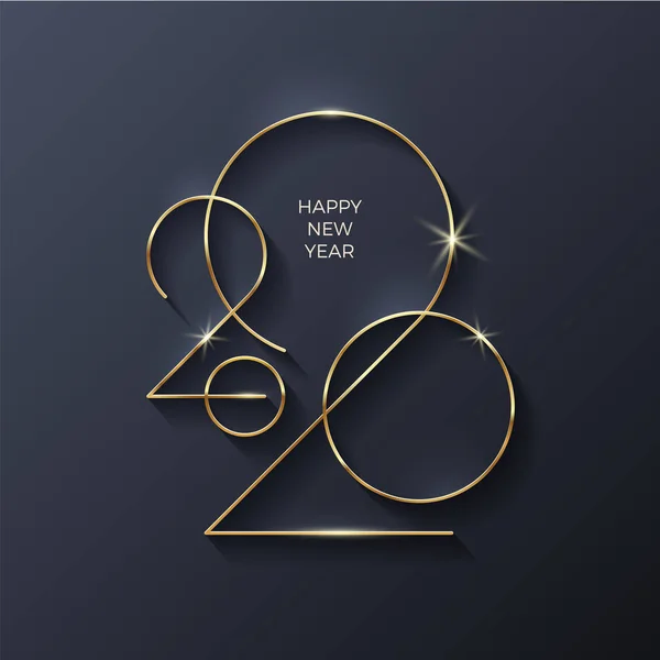 Golden 2020 New Year logo. Holiday greeting card. Vector illustration. Holiday design for greeting card, invitation, calendar, etc. — Stock Vector