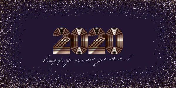 Golden 2020 new year logo and calligraphic holiday greeting. Design for greeting card, invitation, calendar, etc. — Stock Vector