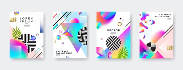 Set Aus Abstraktem Vektor Cover Design Mit Mehrfarbigem Verlauf Geometrischen — Stockvektor