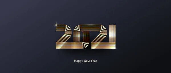 2021 Yılbaşı Logosu Yılın Altın Sayısıyla Selamlama Tasarımı Tebrik Kartı — Stok Vektör
