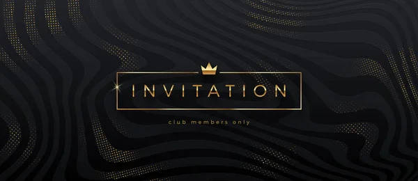 Modèle Luxe Invitation Légende Dorée Dans Cadre Avec Couronne Sur — Image vectorielle