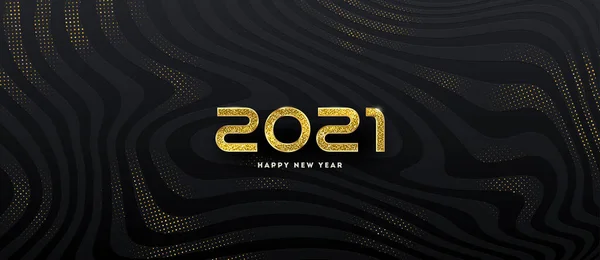 2021 Szilveszteri Logó Üdvözlő Design Arany Szám Egy Elvont Fekete — Stock Vector