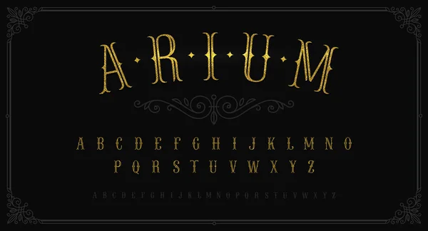 Vintage Fuente Oro Tipo Letra Vintage Para Etiquetas Logotipo Titular — Archivo Imágenes Vectoriales