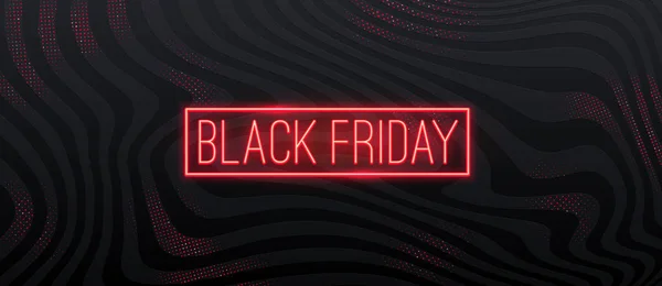 Black Friday Sale Design Red Neon Glowing Signboard Black Abstract — Stock Vector