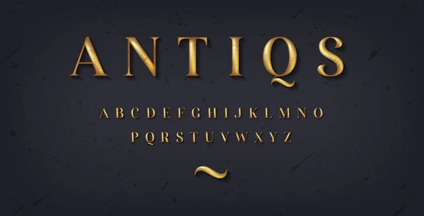 Fonte Vintage Antiqua Roman Elegante Tipografia Clássica Serif Alfabeto Inglês — Vetor de Stock