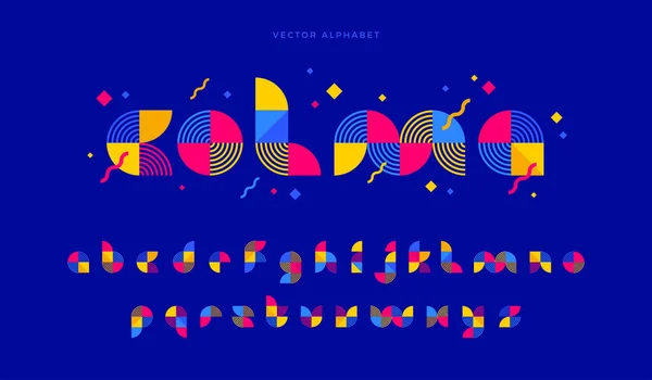 Decorative Geometric Font Modern Minimal Typeface English Alphabet Set Letters — Stock Vector
