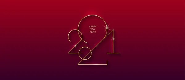 Golden 2021 Logotipo Ano Novo Cartão Felicitações Ilustração Vetorial Design — Vetor de Stock
