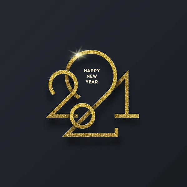 Golden 2021 New Year Logo New Year Glitter Gold Sign — Stock Vector