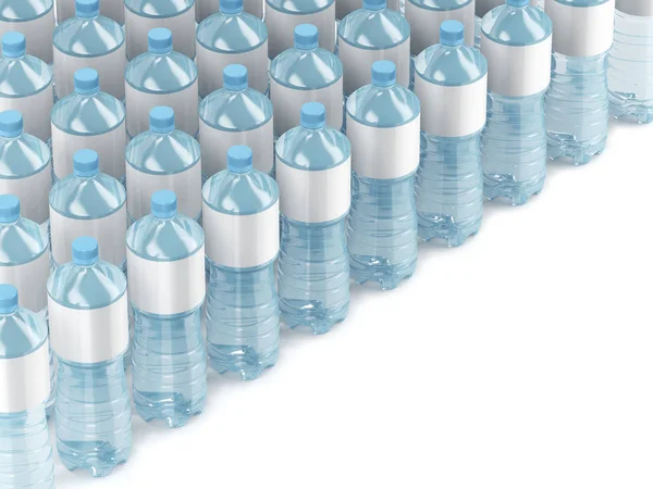 Πολλές Σειρές Πλαστικά Μπουκάλια Νερού Απεικόνιση — Φωτογραφία Αρχείου