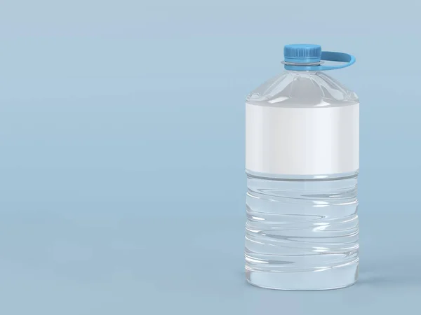 Велика Пластикова Пляшка Води Синьому Фоні — стокове фото