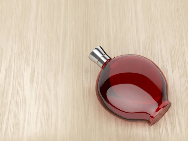 Красная Бутылка Ликера Деревянном Столе — стоковое фото