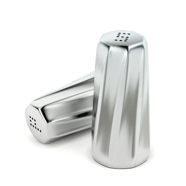 Silver Salt Pepper Shakers White Background — Stock Photo, Image