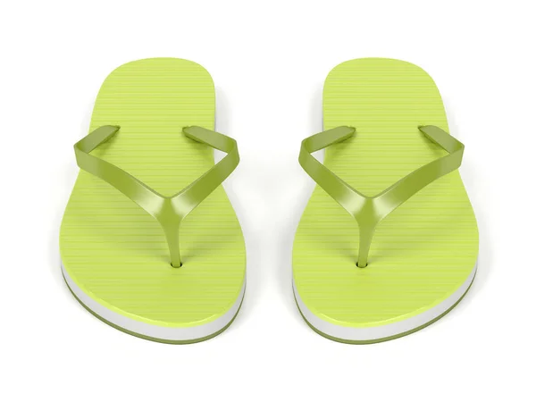 Grüne Flip Flops Auf Weißem Hintergrund — Stockfoto