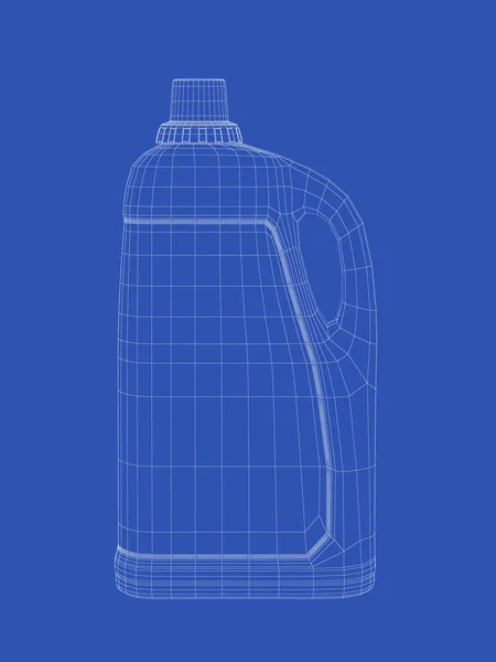 Каркасна Модель Пляшки Рідкого Миючого Засобу Синьому Фоні — стокове фото