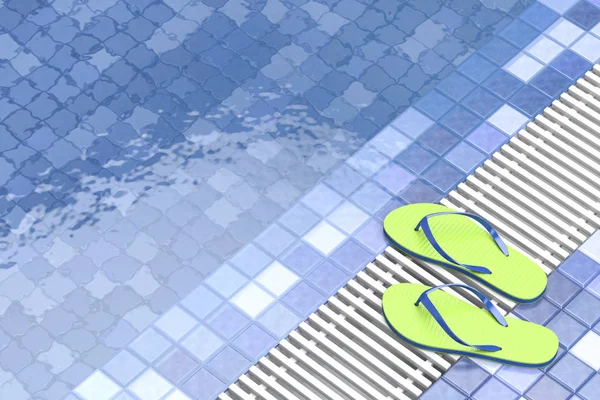 Flip Flops Swimming Pool Illustration — Stock Photo, Image