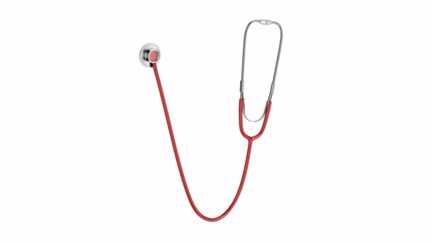 Red Stethoscope White Background — Stock Video